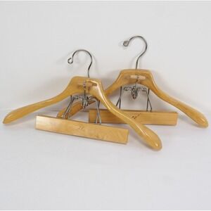 VTG Setwell Wooden Suit Hanger Pair of 2 ~ 17.5" Wide Contour Shoulder Pants Bar